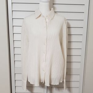 NWT Dynamite Women's Frida Crinkle Collar Neck Cream White Size S
